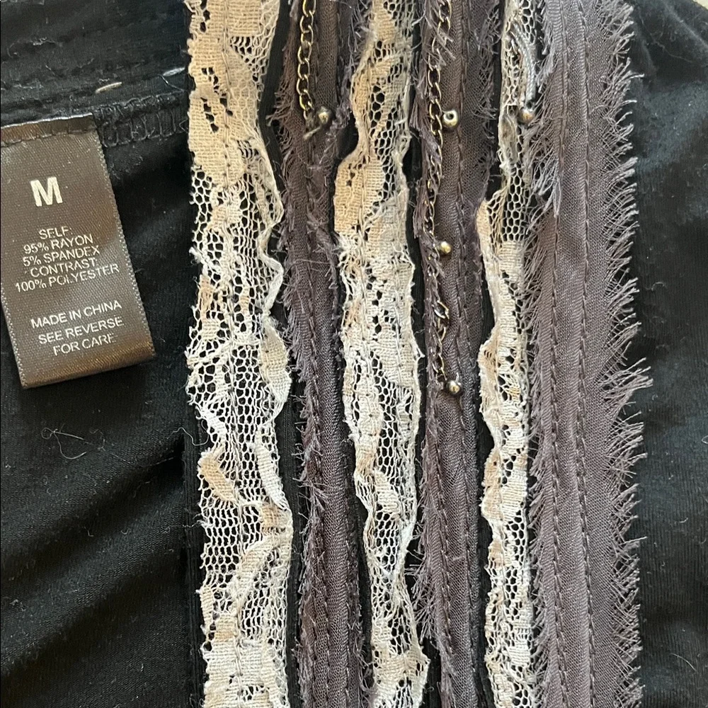 BKE Boutique Y2K Black and gray Lace Detail cardigan - Picture 7 of 8